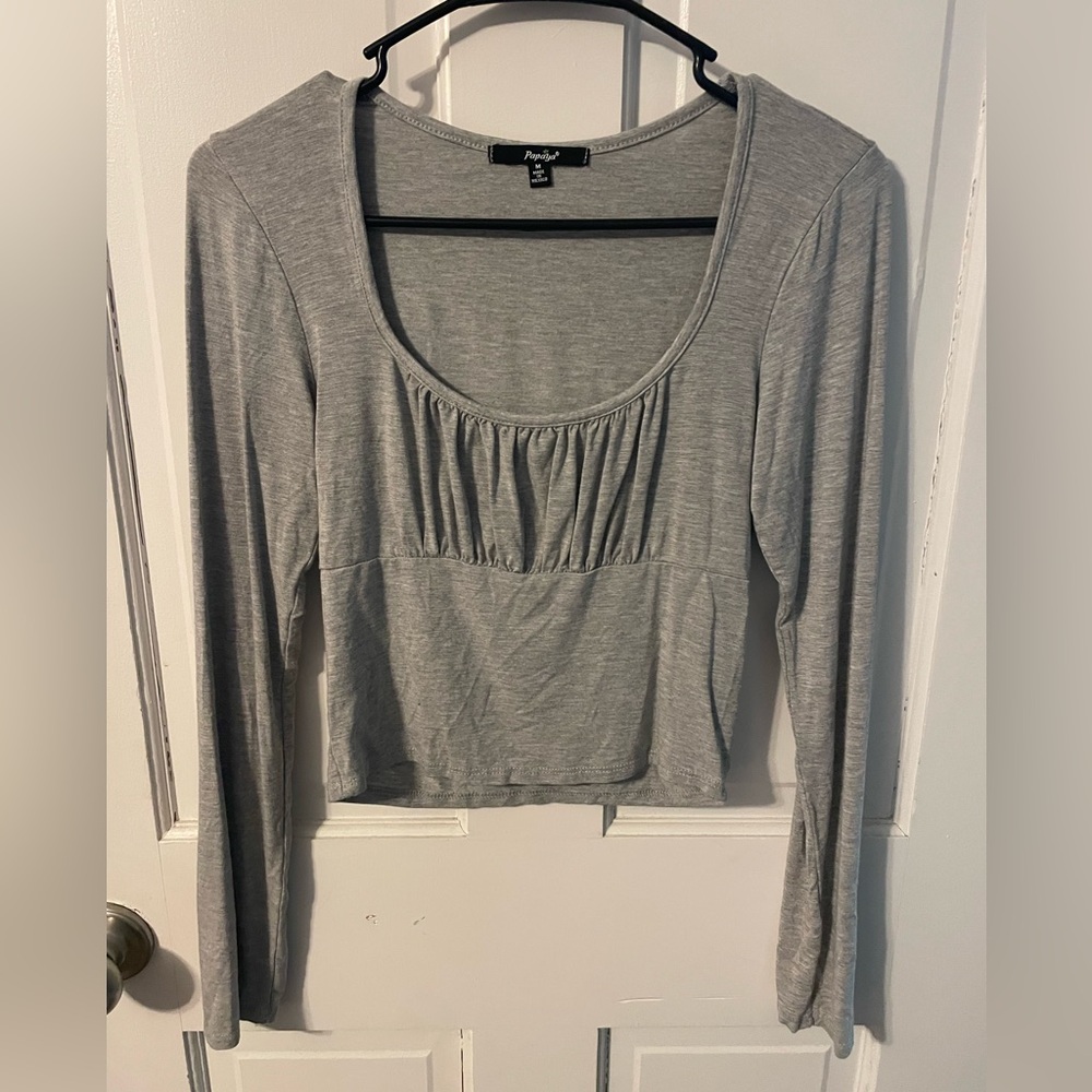Papaya Gray Long Sleeve Top